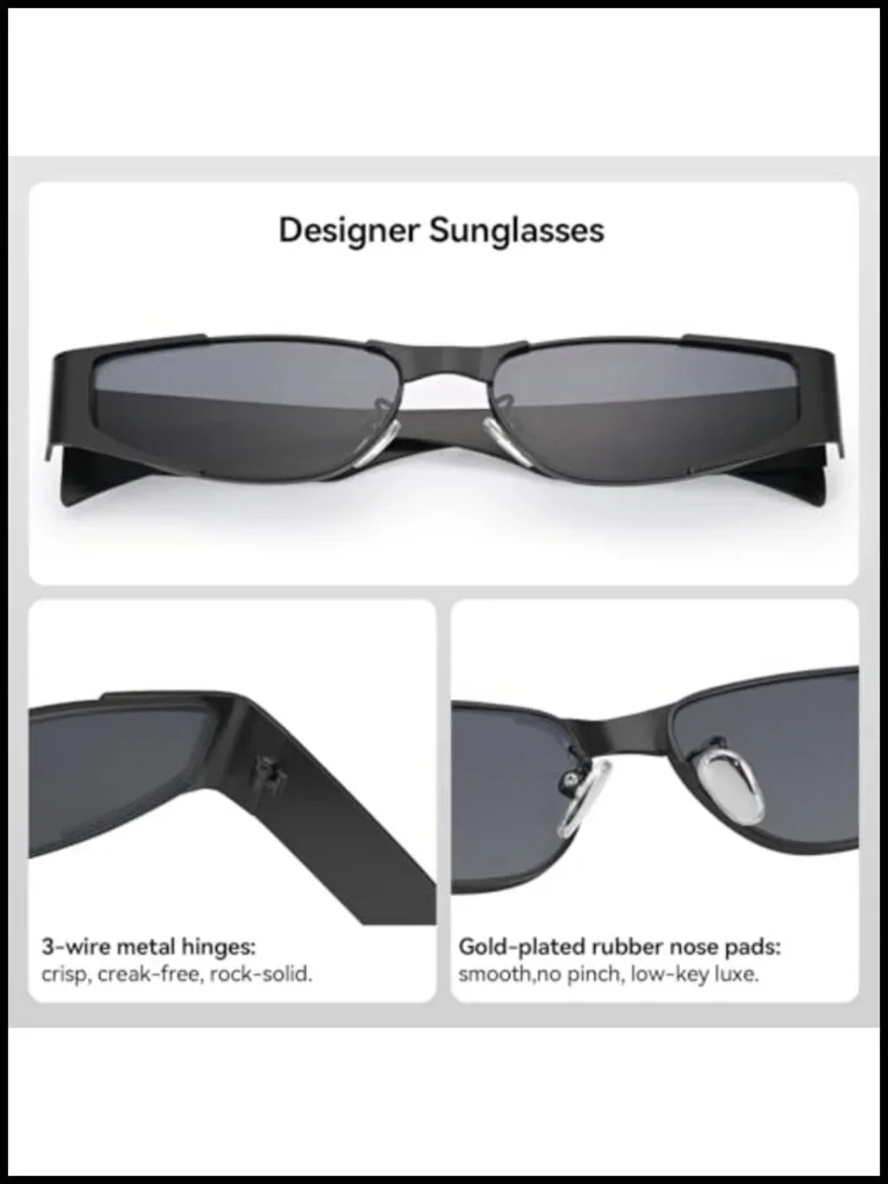 Y2K Cat Eye Sunglasses Women Men Wrap Around Punk Style Metal Frame Small